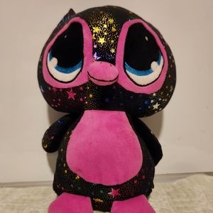 Impact black and pink owl plush stuffed animal.